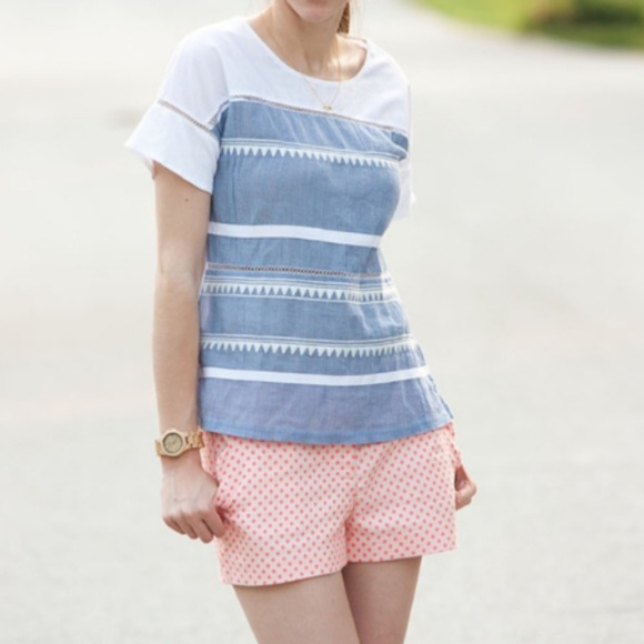 J. Crew scalloped edge pink polka dot shorts sz 2 - Picture 1 of 5